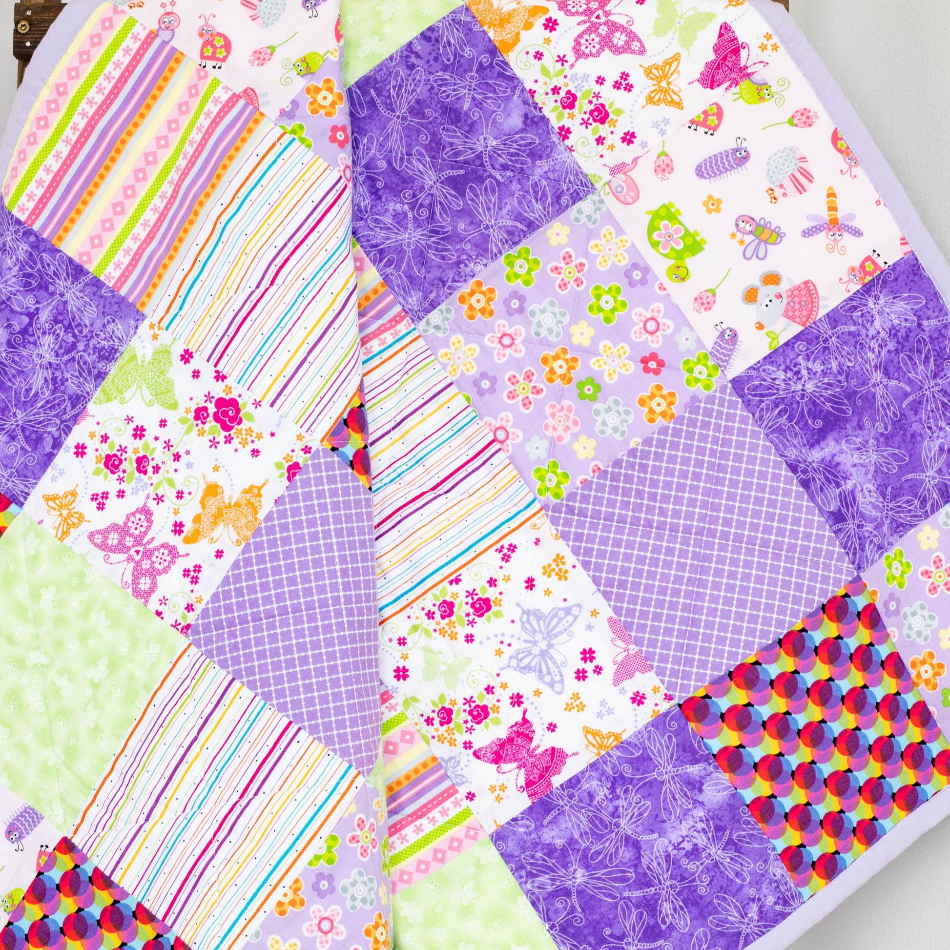 Patchwork Baby Quilt or Crib Size Blanket Perfect Niece Gift from Aunt is Ready to Ship. Baby Blanket for Girls Nursery Bedding in Purple.