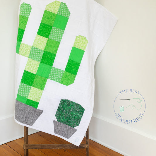 Neutral Patchwork Baby Quilt with Cactus for Monochrome Nursery Perfect 1 Year Old Girl Gift or Toddler Bedding Girl or Boy Nursery Bedding