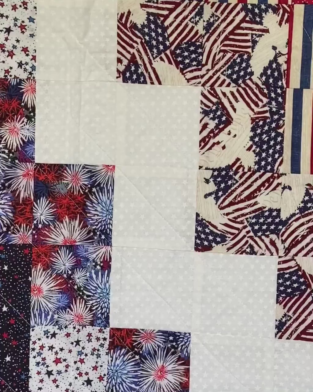 Patriotic Quilt for Firefighter Gift for Him American Flag Wall Art. Modern Textile Wall Hanging for Military, Retirement or Birthday Gift.