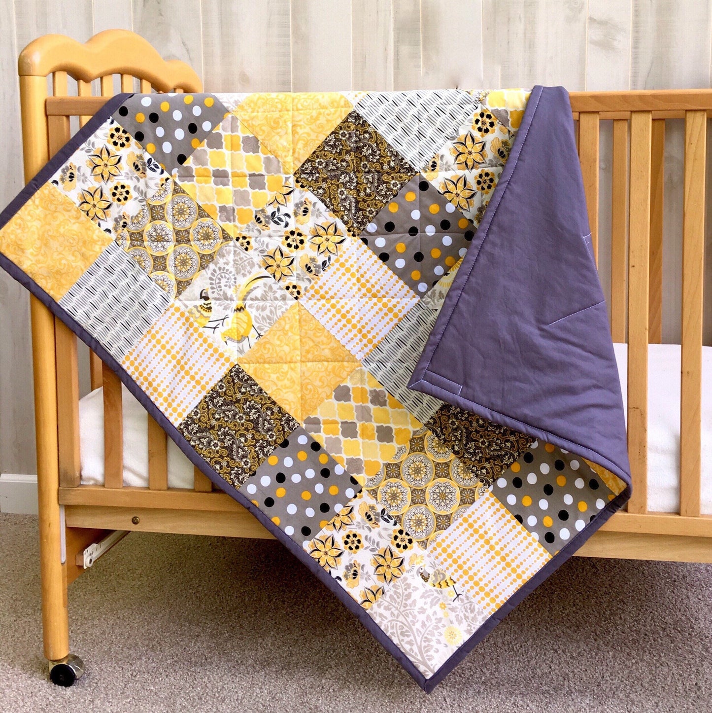 Modern Patchwork Baby Quilt that Doubles as Baby Playmat. Homemade Quilt for Floral Nursery Decor. First Birthday Gift, Boy Toddler Blanket.