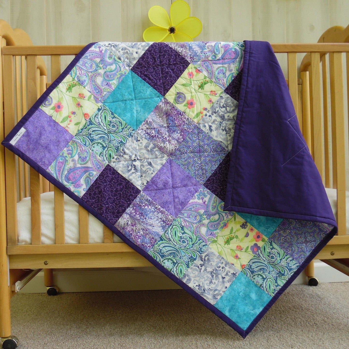 Baby Girl Lavender Patchwork Crib Quilt for Unique Shower Gift - The Best Seamstress