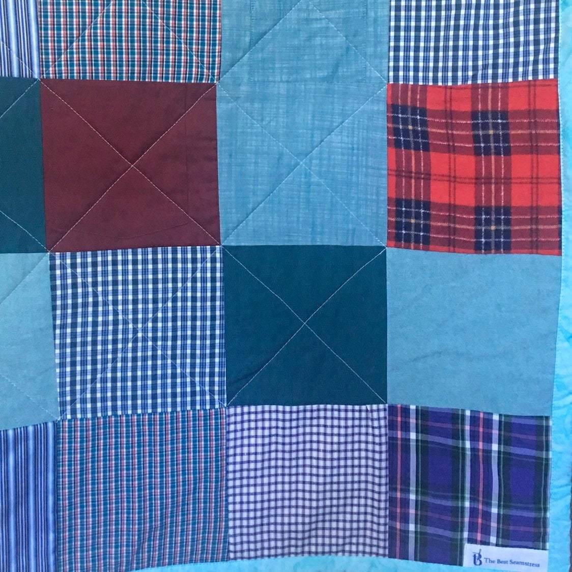 Custom Memory Quilts Quilted Patchwork Blanket with Father’s Shirts - The Best Seamstress