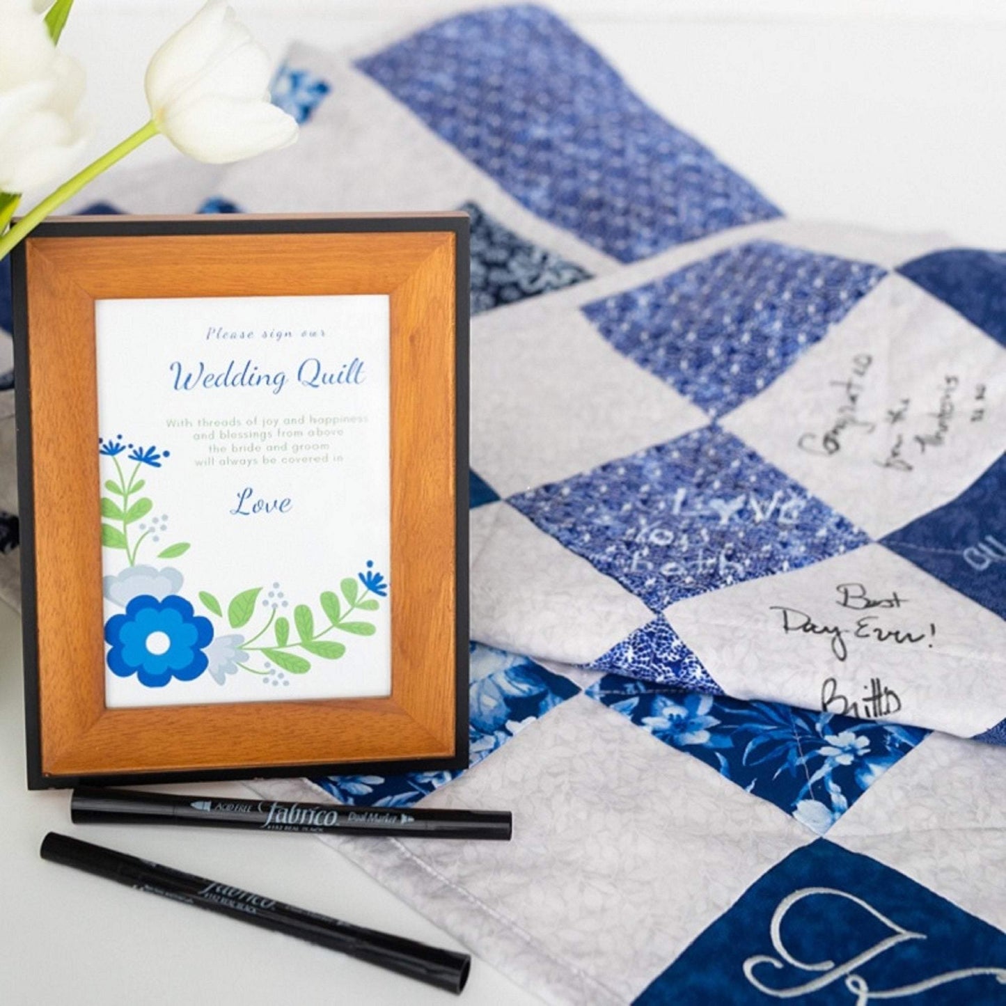 Custom Guest Book Alternative Signature Quilt for Bridal Shower Gift - The Best Seamstress