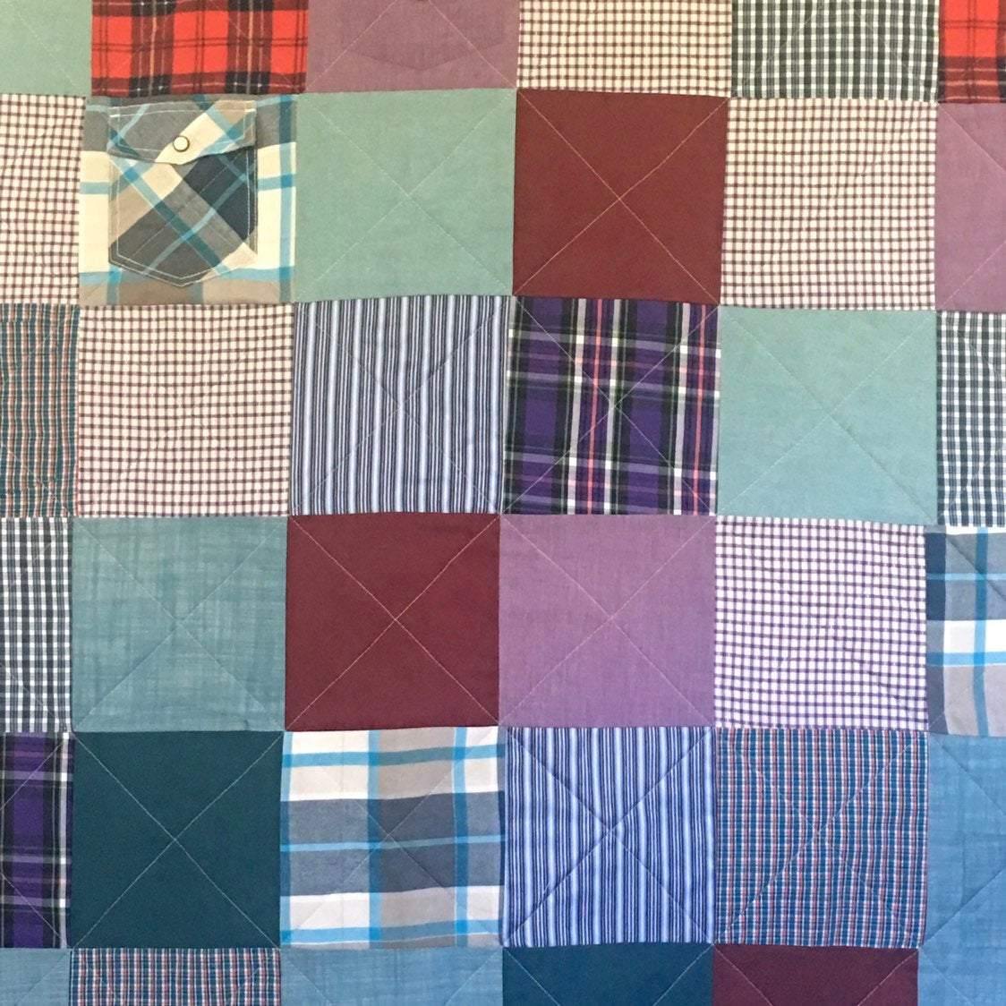 Custom Memory Quilts Quilted Patchwork Blanket with Father’s Shirts - The Best Seamstress