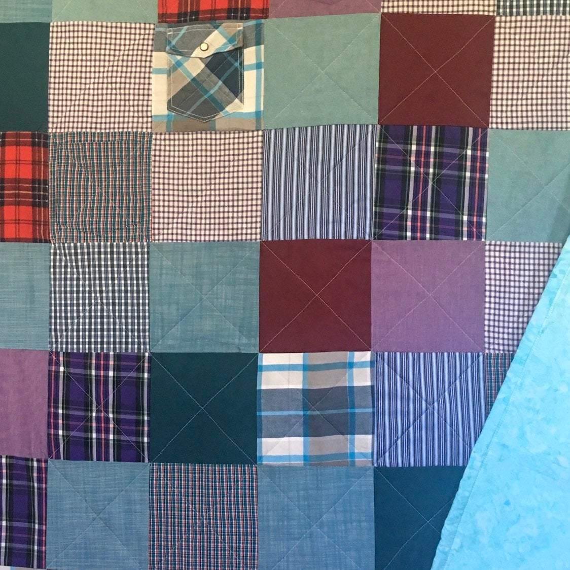 Custom Memory Quilts Quilted Patchwork Blanket with Father’s Shirts - The Best Seamstress