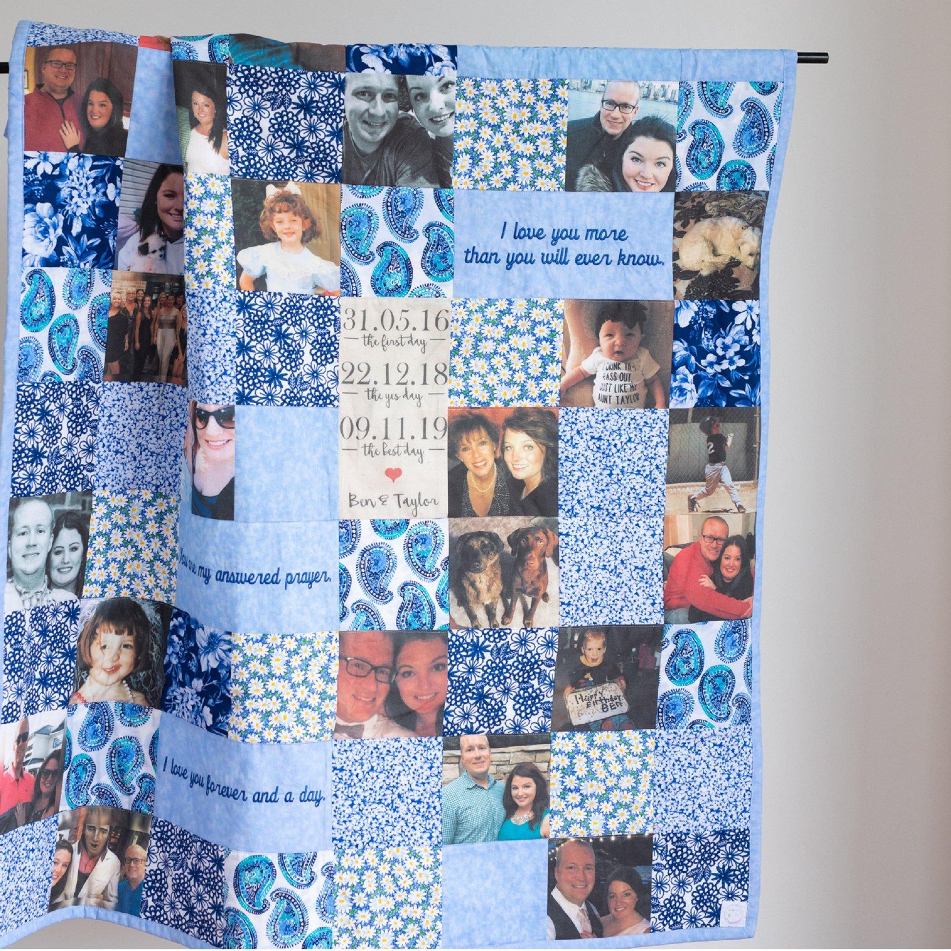 Custom Photo Memory Quilt With Your Pictures and Choice of Fabric - The Best Seamstress