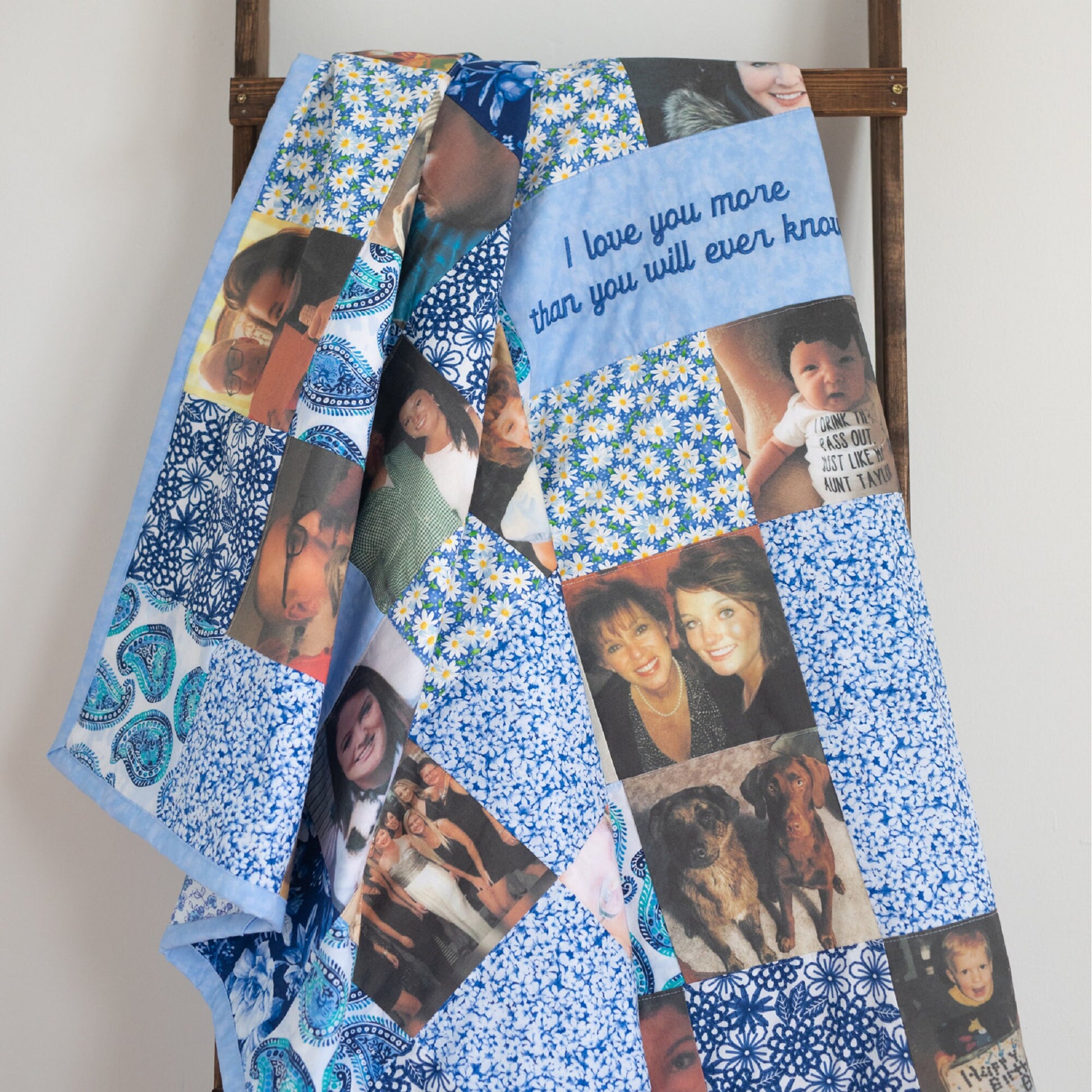 Homemade Custom Quilt with Pictures. Patchwork Quilt, Personalized Blanket for Adults, 60th Birthday Gifts for Women, 1st Mothers Day Gift