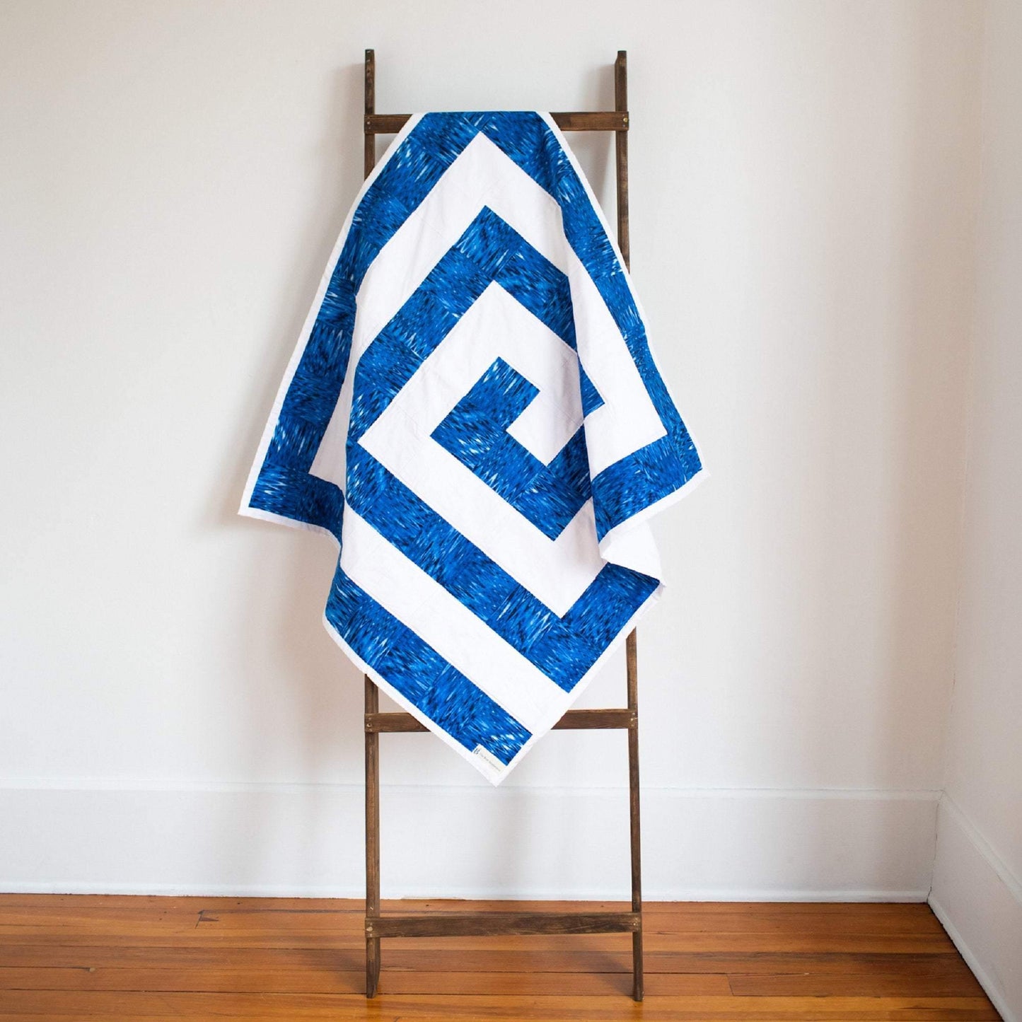 Baby Boy Geometric Blanket in Blue and White for Monochrome Nursery - The Best Seamstress