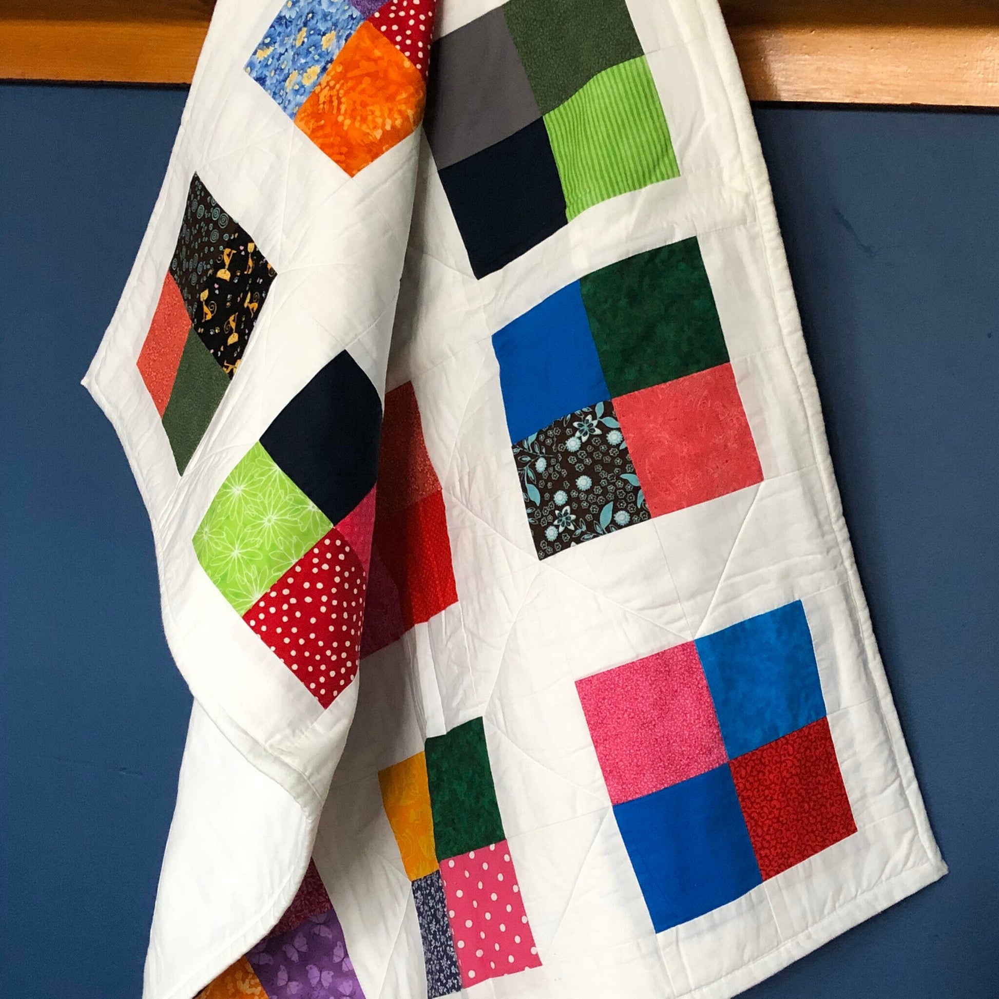 Patchwork Baby Quilt Handmade for a Modern Nursery Decor. Boy, Girls Nursery Bedding, Stroller Blanket Can Double as Toddler or Kids Playmat