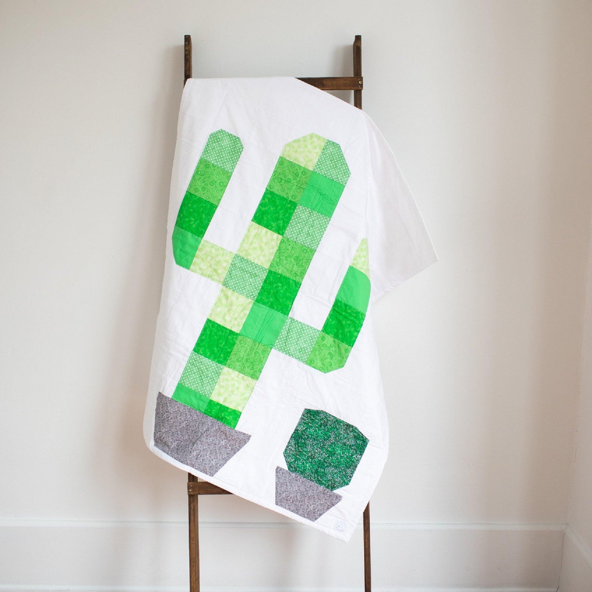 Cactus Nursery Baby Quilt Modern Gender Neutral Patchwork Blanket - The Best Seamstress