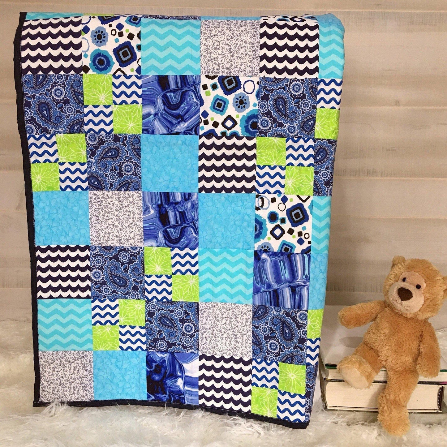 Contemporary Toddler Bed Patchwork Quilt for Modern Big Boy Room - The Best Seamstress