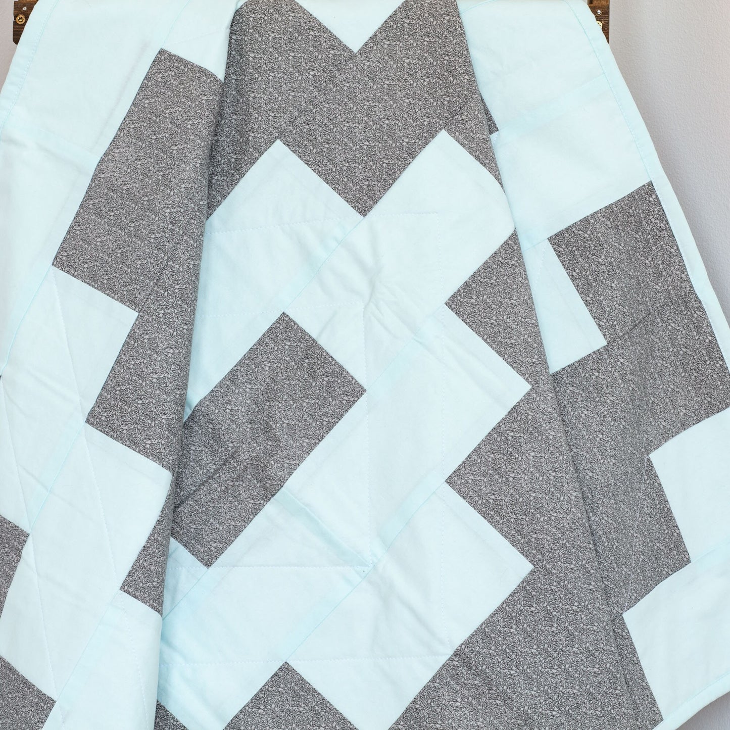 Gender Neutral Baby Quilt with an Aztec Tribal Design for a Mint and Gray Nursery Perfect Size for a Quilted Play Mat. Western Blanket