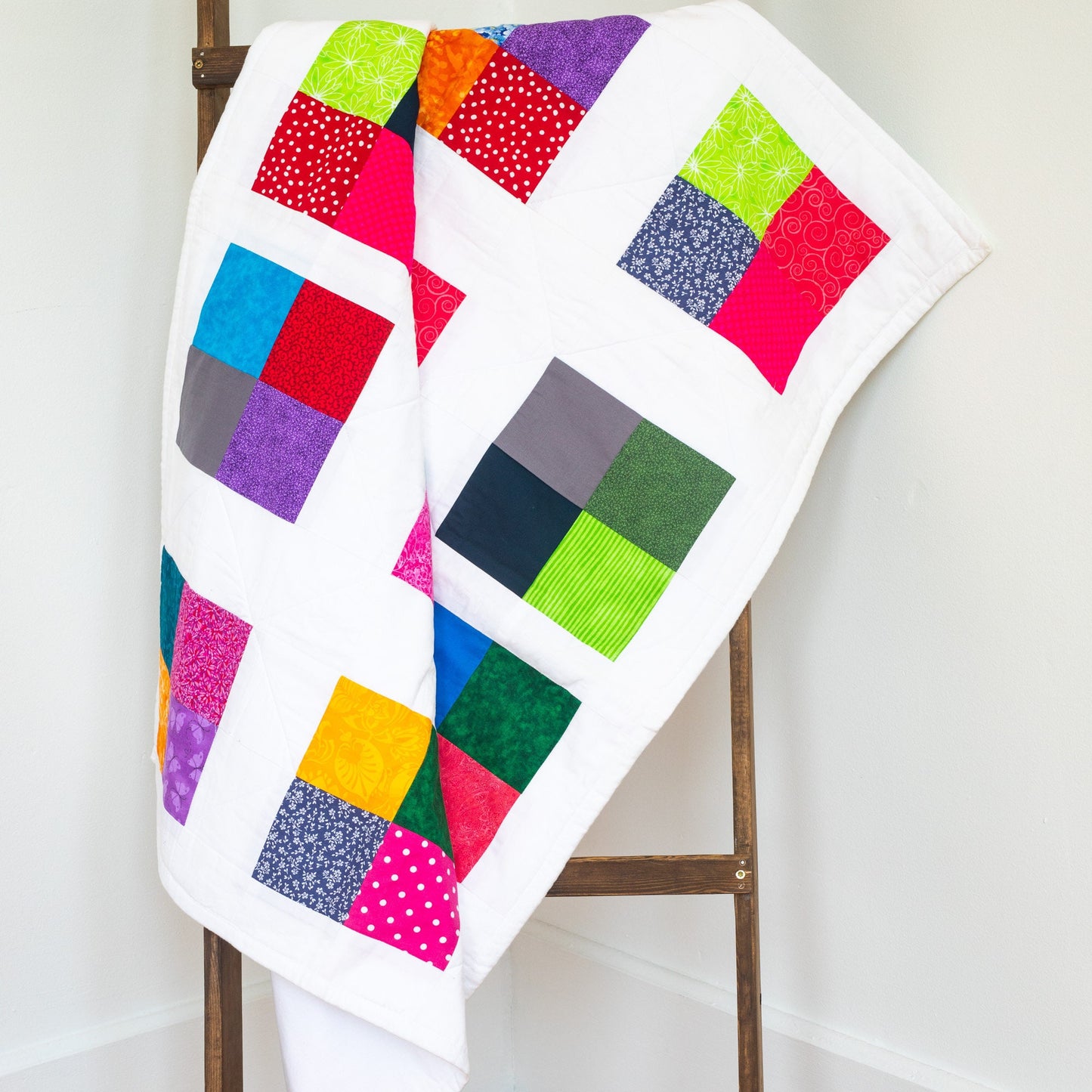 Patchwork Baby Quilt Handmade for a Modern Nursery Decor. Boy, Girls Nursery Bedding, Stroller Blanket Can Double as Toddler or Kids Playmat