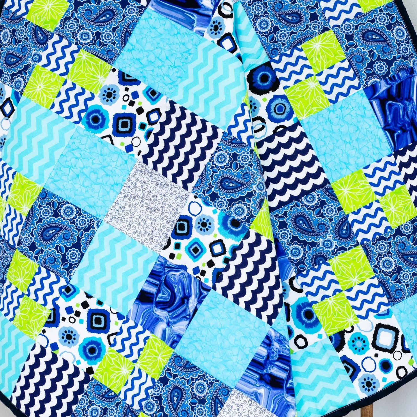 Contemporary Toddler Bed Patchwork Quilt for Modern Big Boy Room - The Best Seamstress