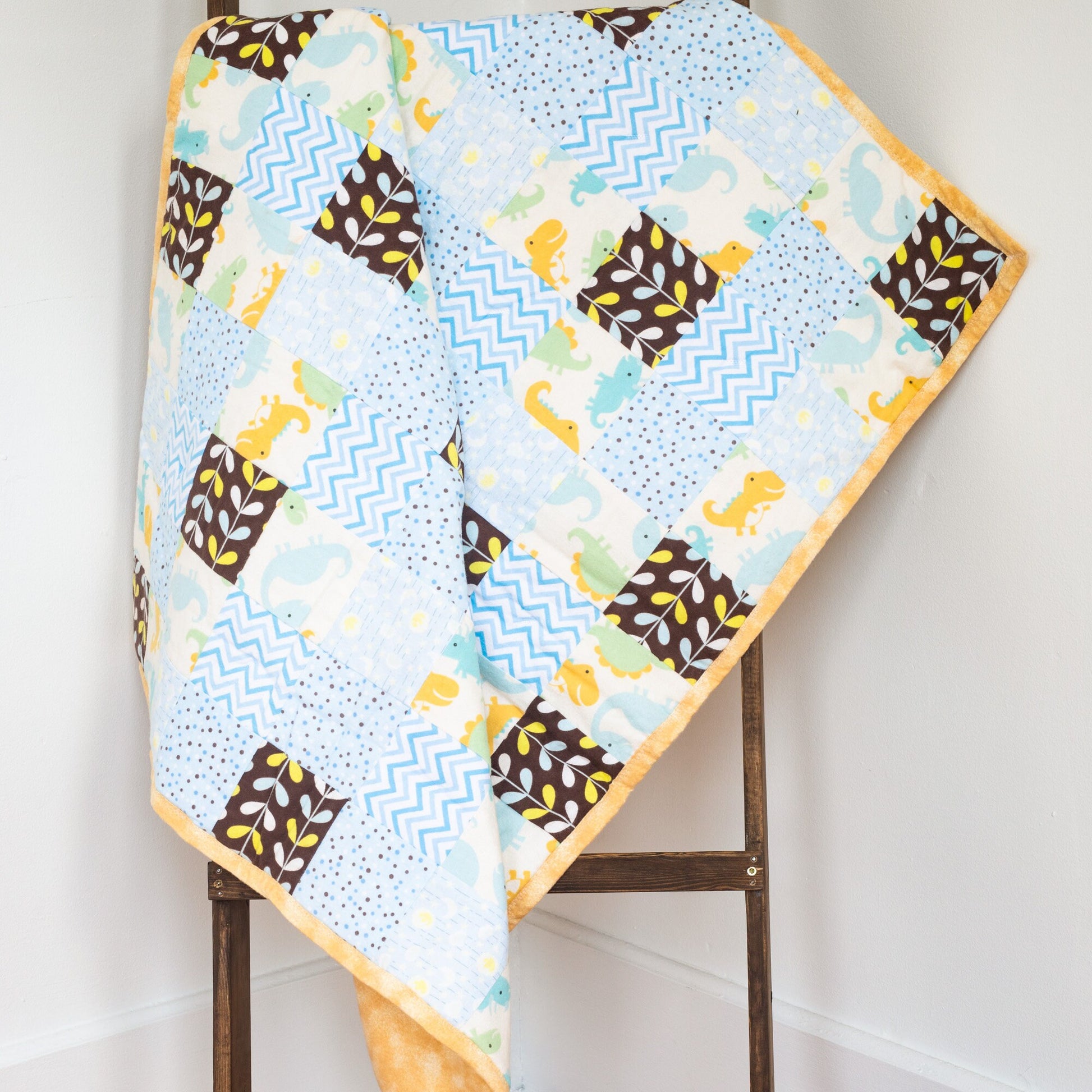 Baby Quilts for Sale, Baby Boy Blanket, Handmade, Toddler Bedding Dinosaur Theme, Kids Bedding Blue, Patchwork Baby Quilt, Grandson Gift.