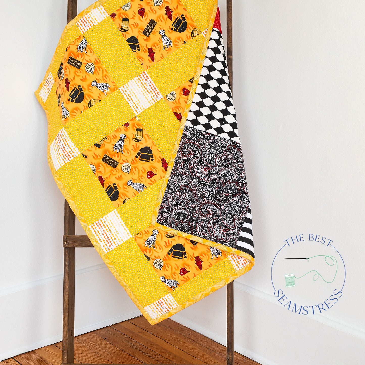 Patchwork Baby Quilt, Baby Boy Blanket, Baby Quilts Handmade, Reversible Baby Floor Mat, Grandson Gift New Grandma, Firefighter Nursery.