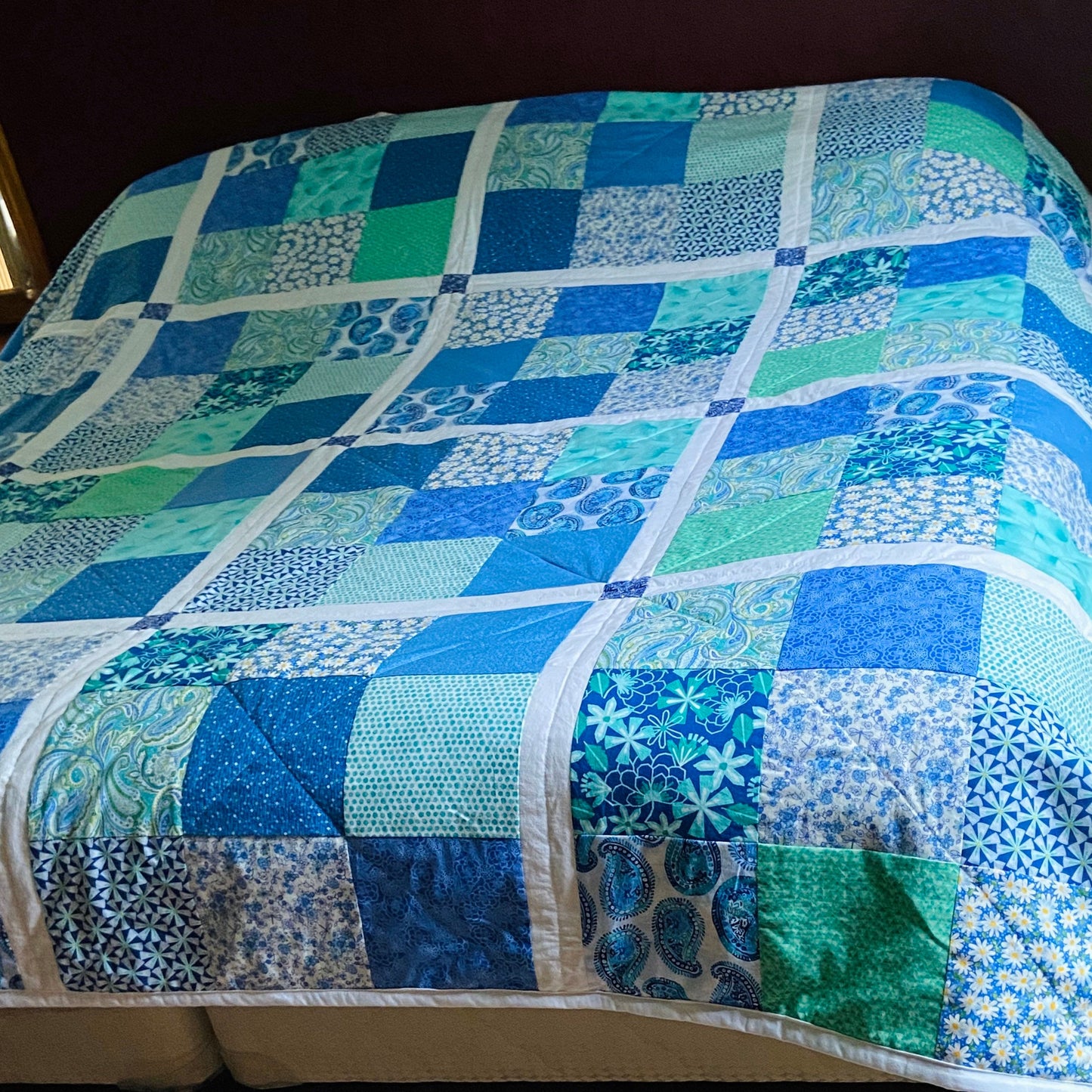 Queen Size Quilt Patchwork Handmade for Colorful Floral Bedspread