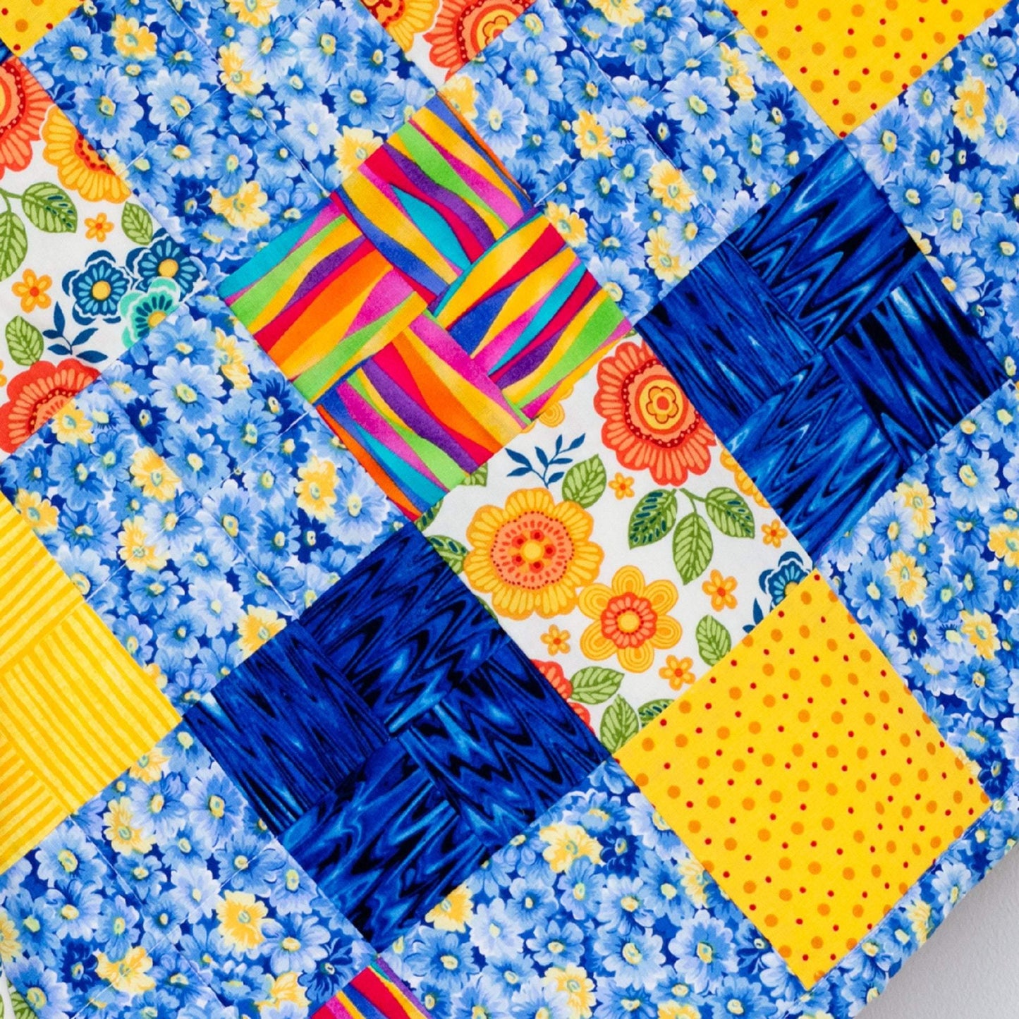 Quilted Colorful Coverlet in Cotton with Unique Patchwork Piecing for Lap - The Best Seamstress