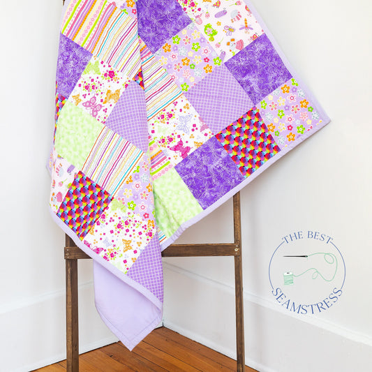 Patchwork Baby Quilt or Crib Size Blanket Perfect Niece Gift from Aunt is Ready to Ship. Baby Blanket for Girls Nursery Bedding in Purple.