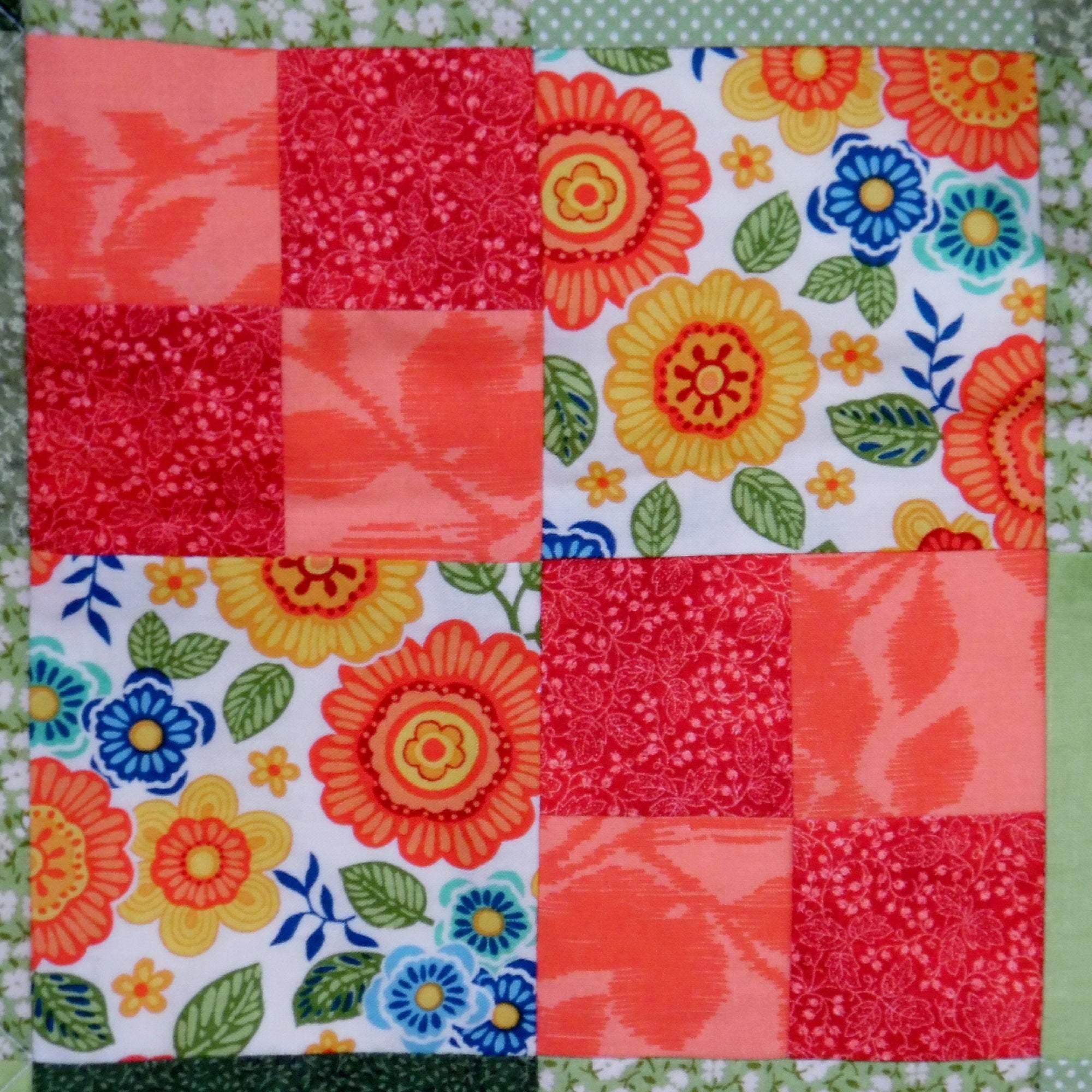 Homemade Purple/ Pink/ Green/ Orange Flower Lap Quilt, Handmade Throw Blanket, buy Modern Patchwork Quilt