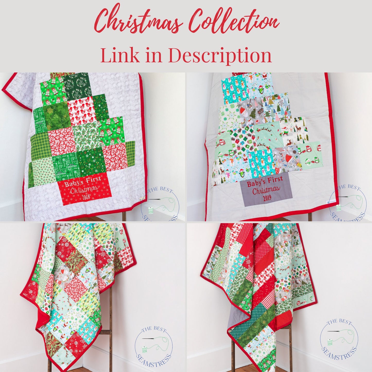 Modern Christmas Tree Quilt, Lap Quilts Handmade Ready to Ship Today. Woven Throw Blanket for Great Grandma Gift. Patchwork Quilted Throw.