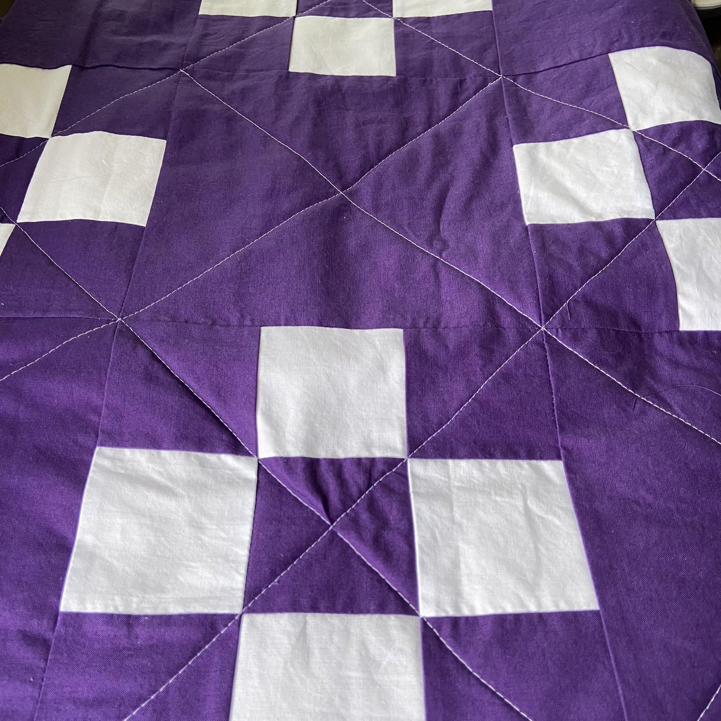 Beautiful Dark Purple Patchwork Quilt in Twin Bed Size or Extra Large Throw Blanket - The Best Seamstress