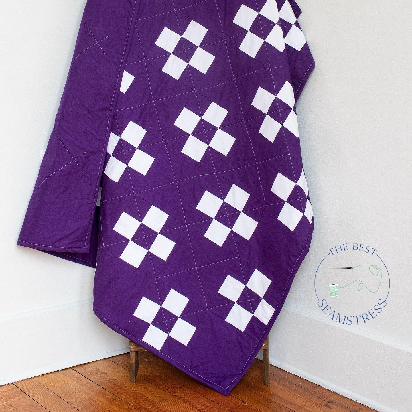 Beautiful Dark Purple Patchwork Quilt in Twin Bed Size or Extra Large Throw Blanket - The Best Seamstress