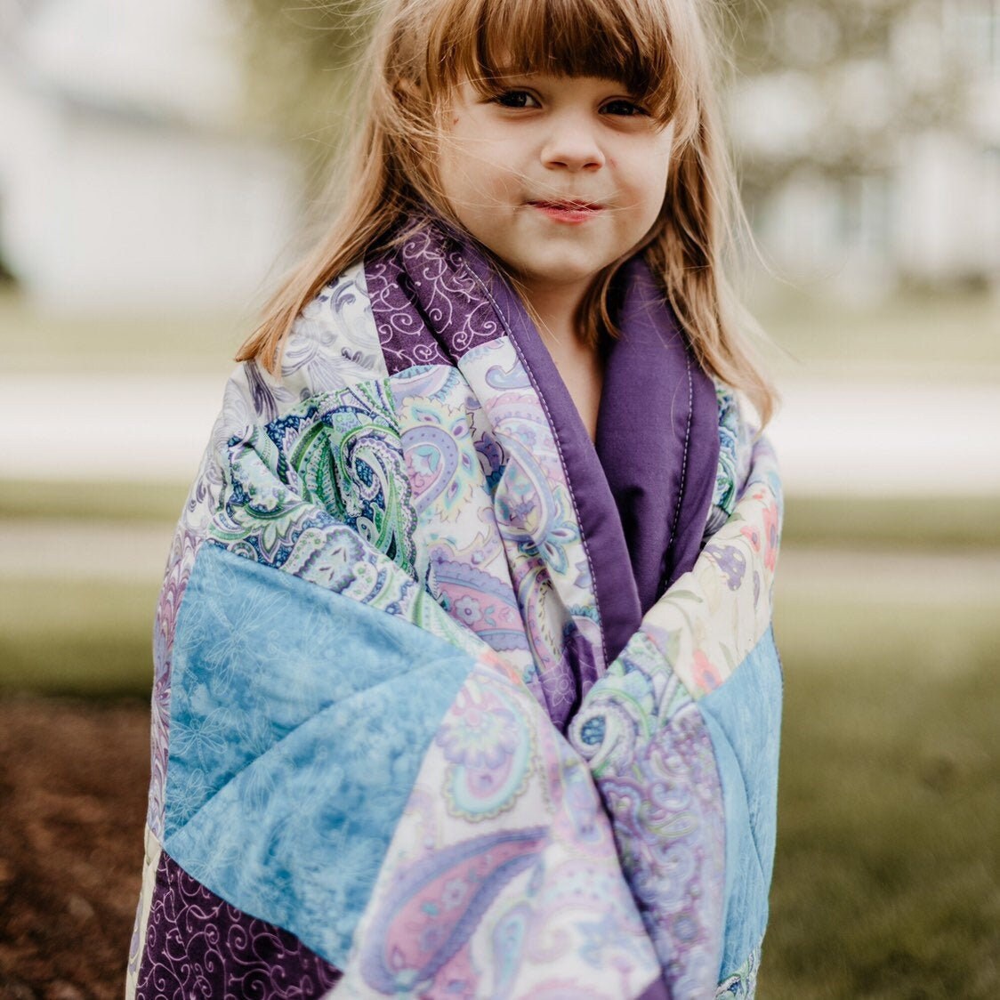 Modern Patchwork Baby Girl Quilt for Handmade in Purple Perfect for 1 Year Old Girl Gift. Toddler Bedding Girl Colorful Quilted Blanket Crib