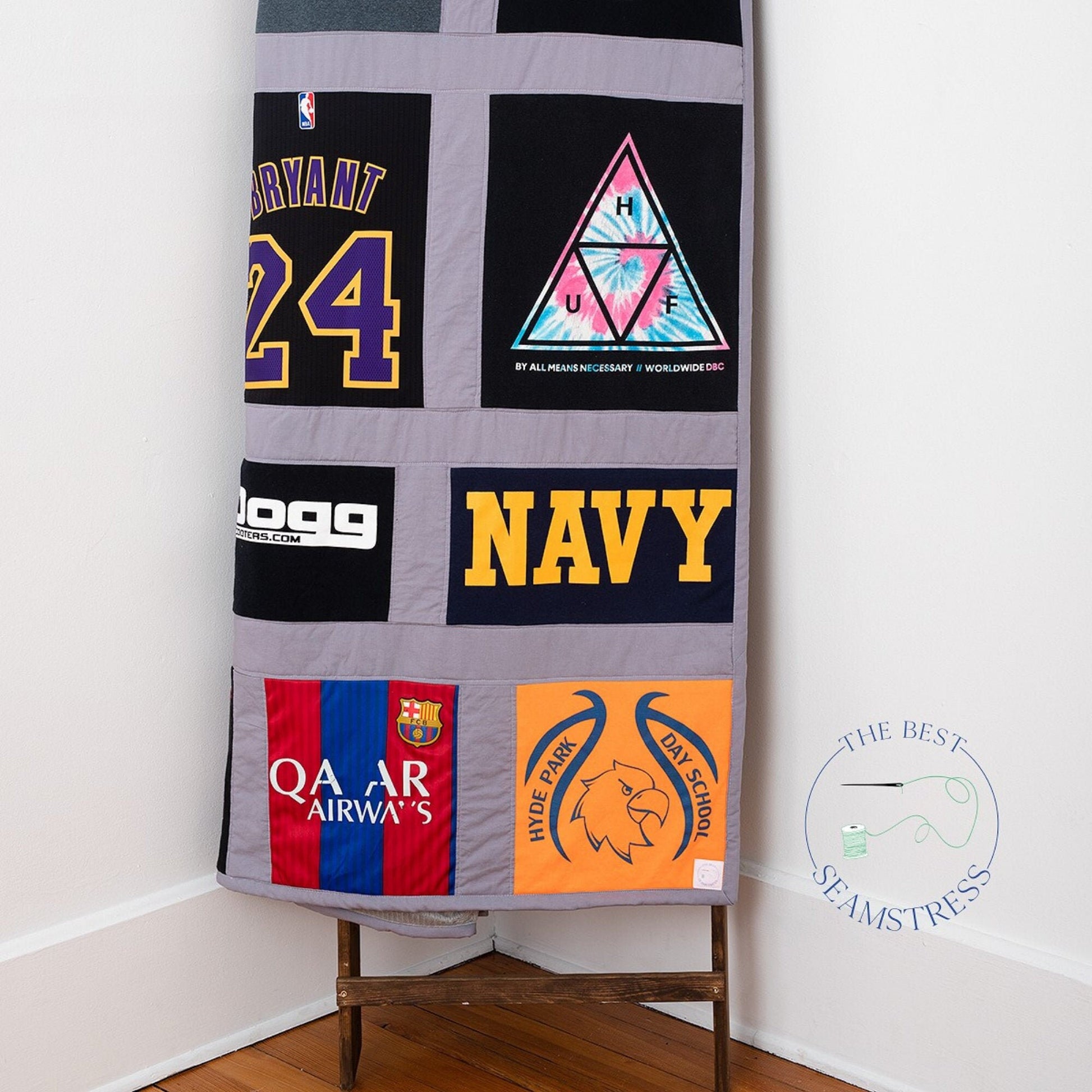 Tshirt Quilt or Custom Memory Blanket Made from Your T Shirt. This TShirt Blanket Can be a Personalized Mothers Day Gift for Mom from Son.