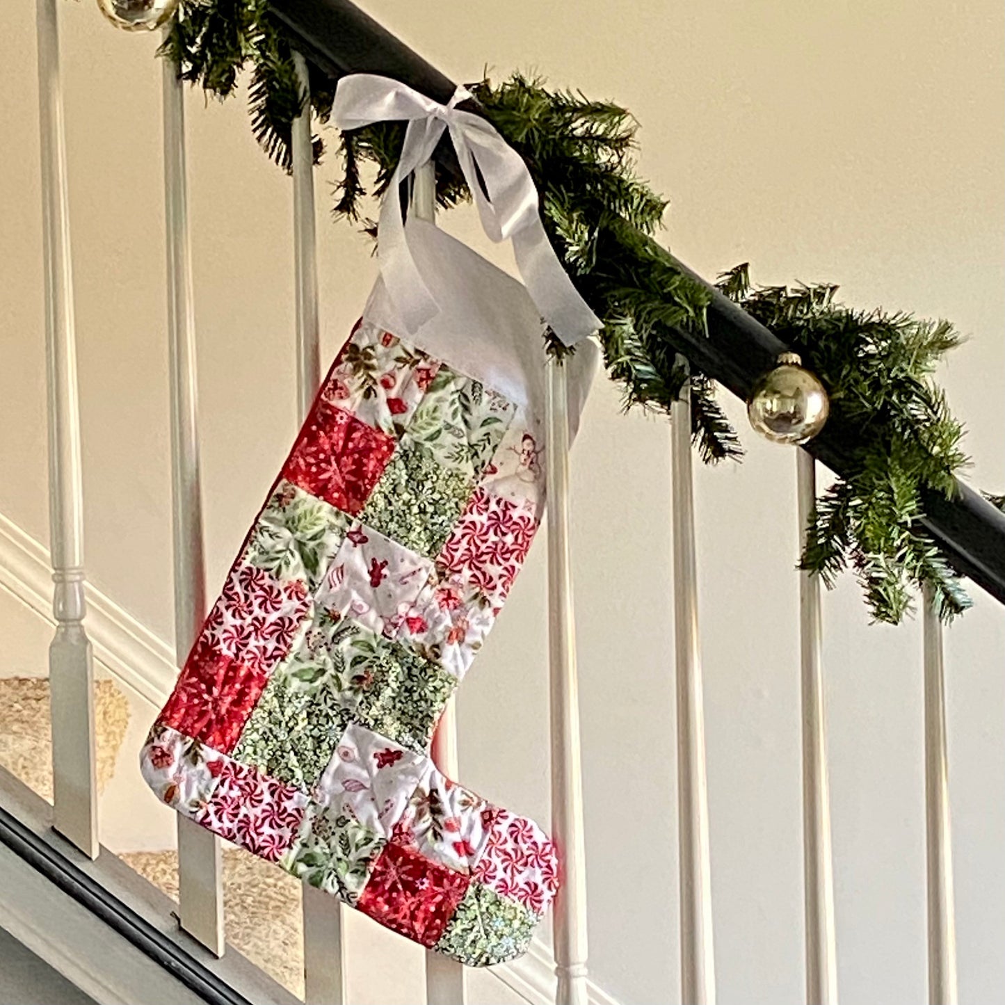 Embroidered Quilted Stocking for Unique Christmas Stocking in Patchwork Style. Personalized Family Stockings with Name for Holiday and Dogs!