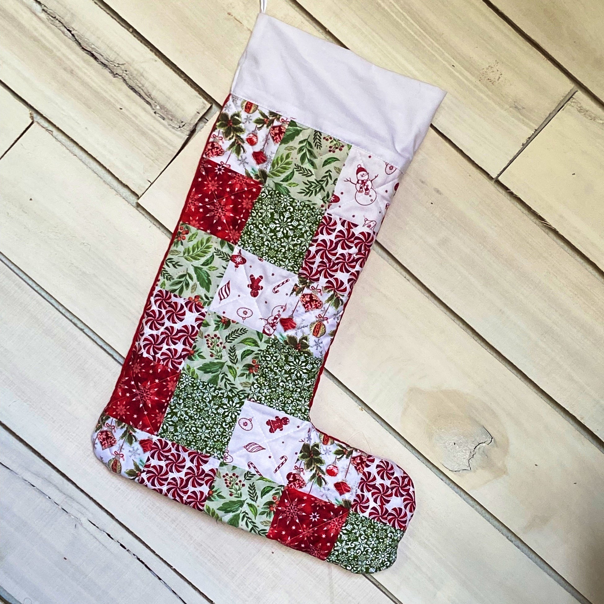 Embroidered Quilted Stocking for Unique Christmas Stocking in Patchwork Style. Personalized Family Stockings with Name for Holiday and Dogs!