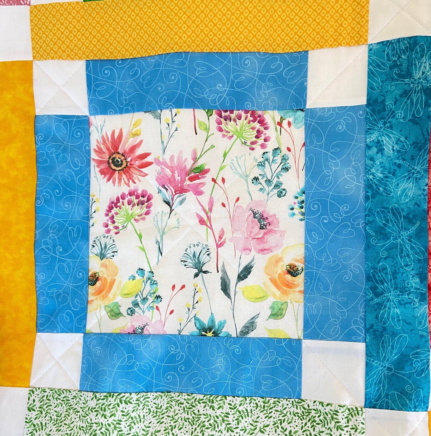 Homemade Quilts In Modern Patchwork with Bright Florals for Boho Decor. Handmade Patchwork Quilt, Woven Throw Blanket, Bed Spreads Twin Size