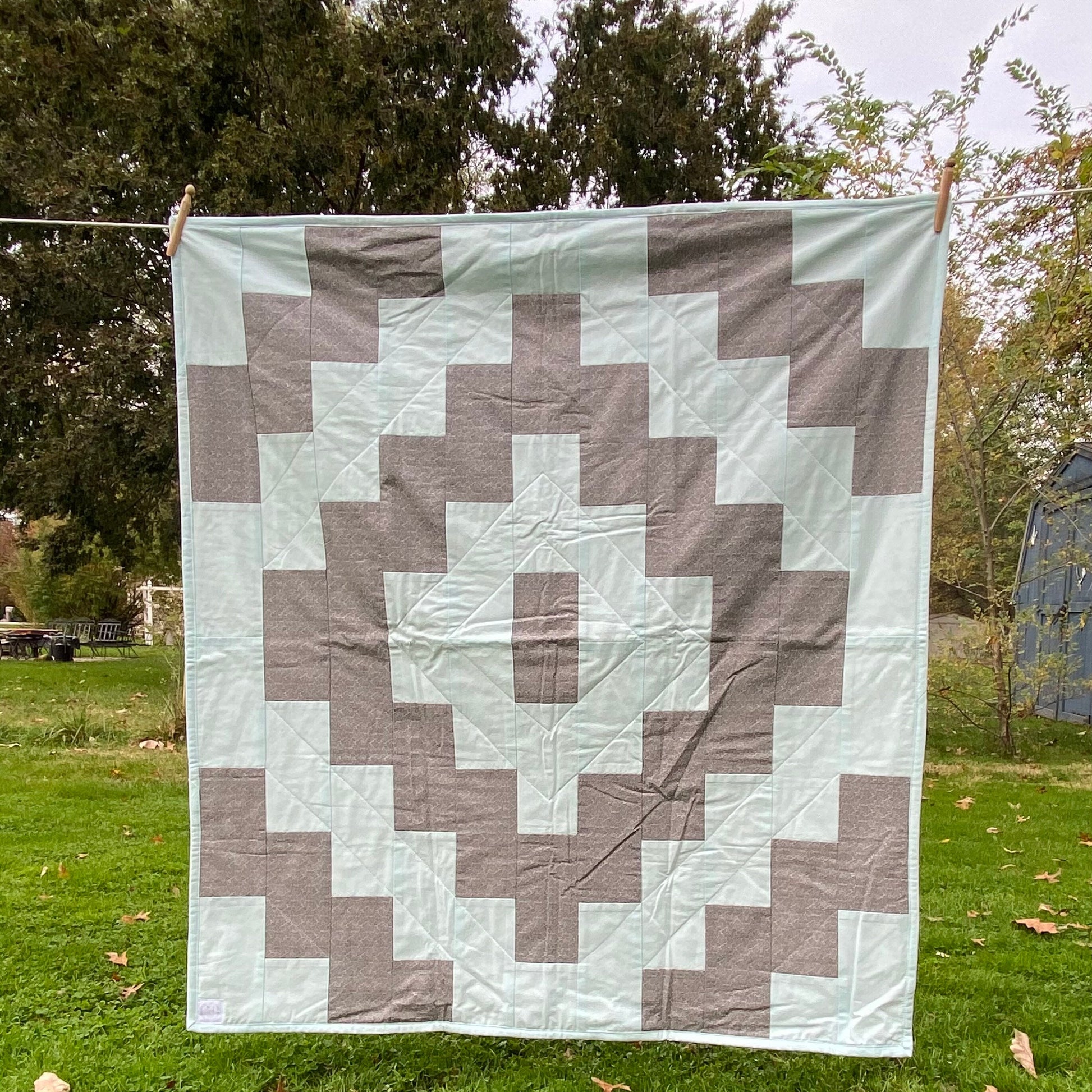 Gender Neutral Baby Quilt with an Aztec Tribal Design for a Mint and Gray Nursery Perfect Size for a Quilted Play Mat. Western Blanket